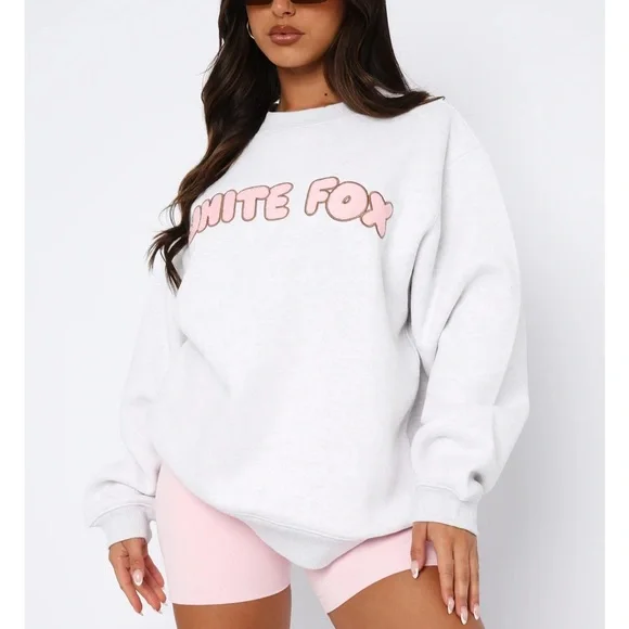 Sweet Treat White Fox Sweatshirt in Grey Marle - Picture 2 of 5